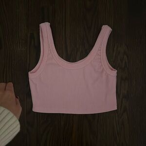 Bubblegum Pink Signature8 Ribbed Jersey Crop Top